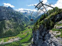 The new Schilthornbahn 20XX takes passengers up to the Schilthorn.